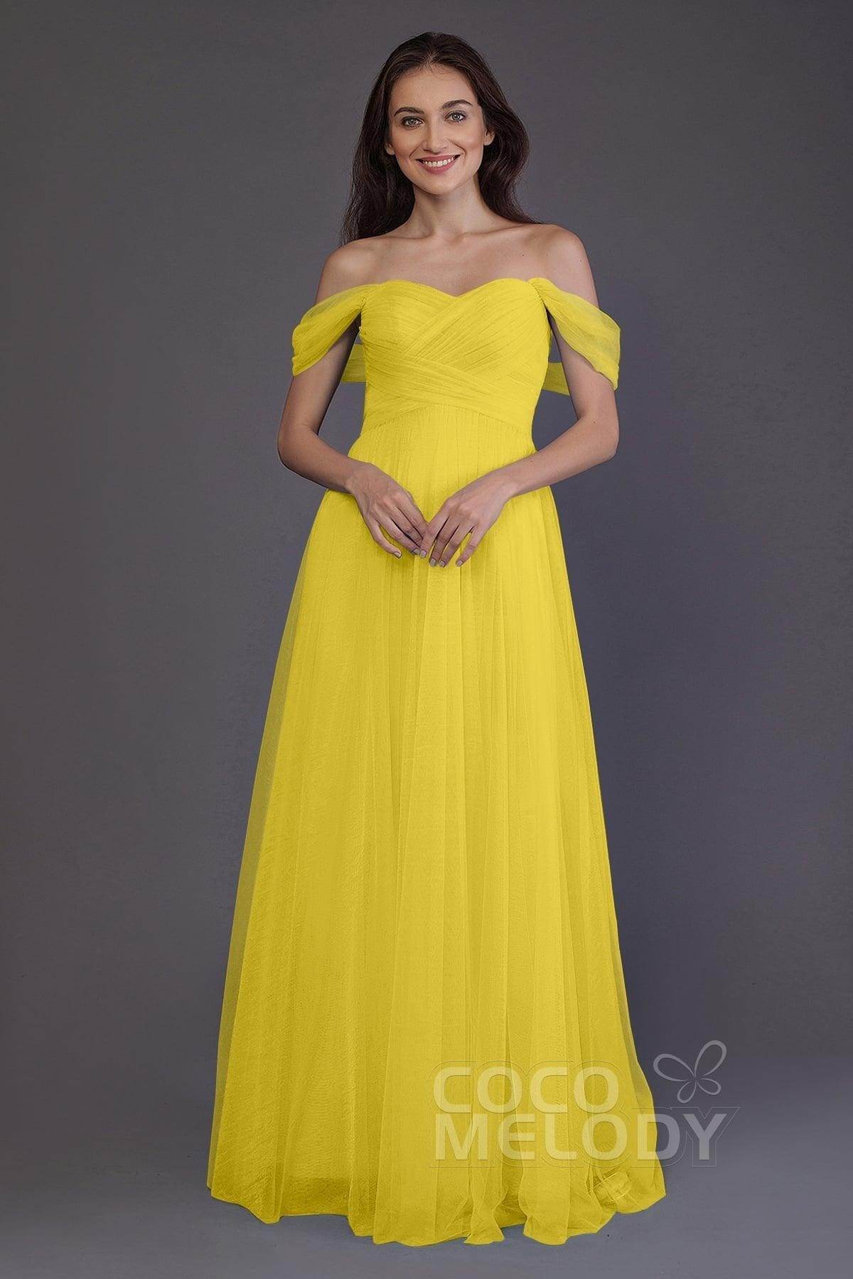 Sheath-Column Floor Length Tulle Bridesmaid Dress PR3512 - COCOMELODY